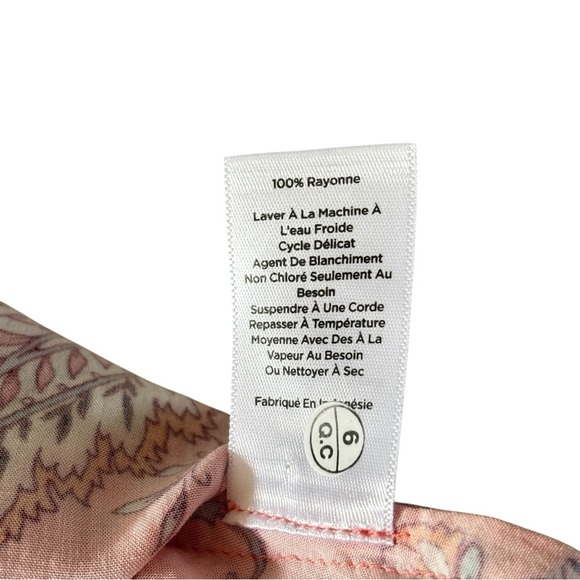 Talbots Band Collar Popover Top Plus 2Xp Pink Dancing Paisley Long Sleeve Blouse - Picture 8 of 16